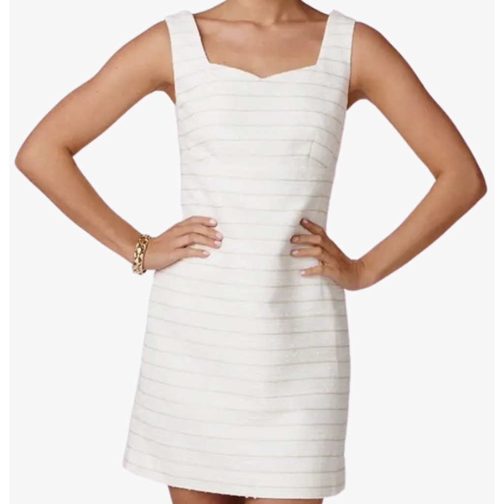 Nwt Lilly Pulitzer Adriana Resort White Spring In Your Step Boucle Shift Dress